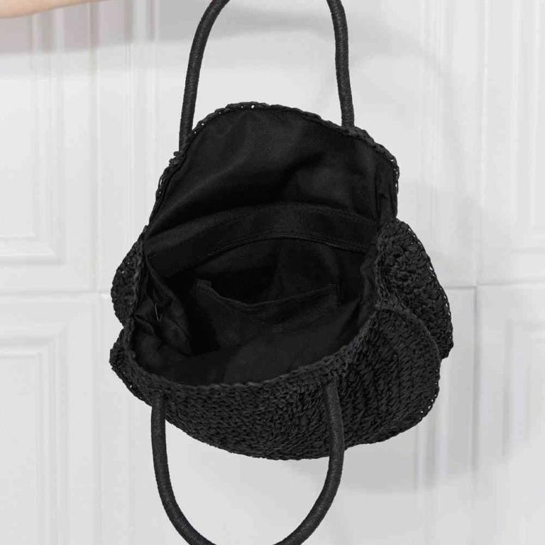 Justin Taylor Beach Date Straw Rattan Handbag in Black - Image 6
