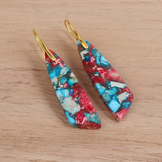Geometric Flower Shape Pendant Earrings - Image 3