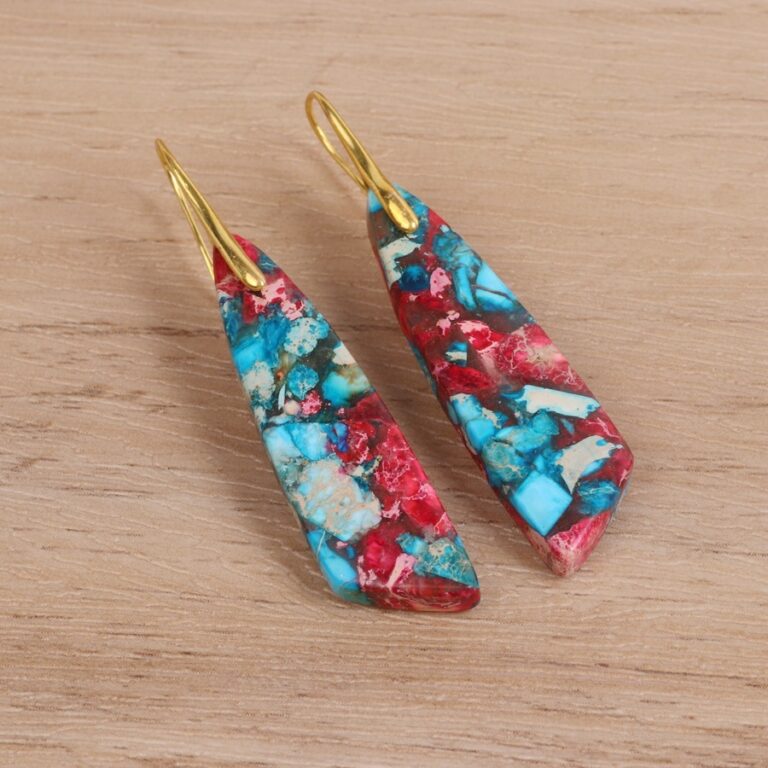 Geometric Flower Shape Pendant Earrings - Image 3