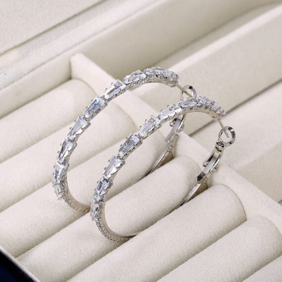 Simple Gold Ladies Zircon Earrings - Image 5