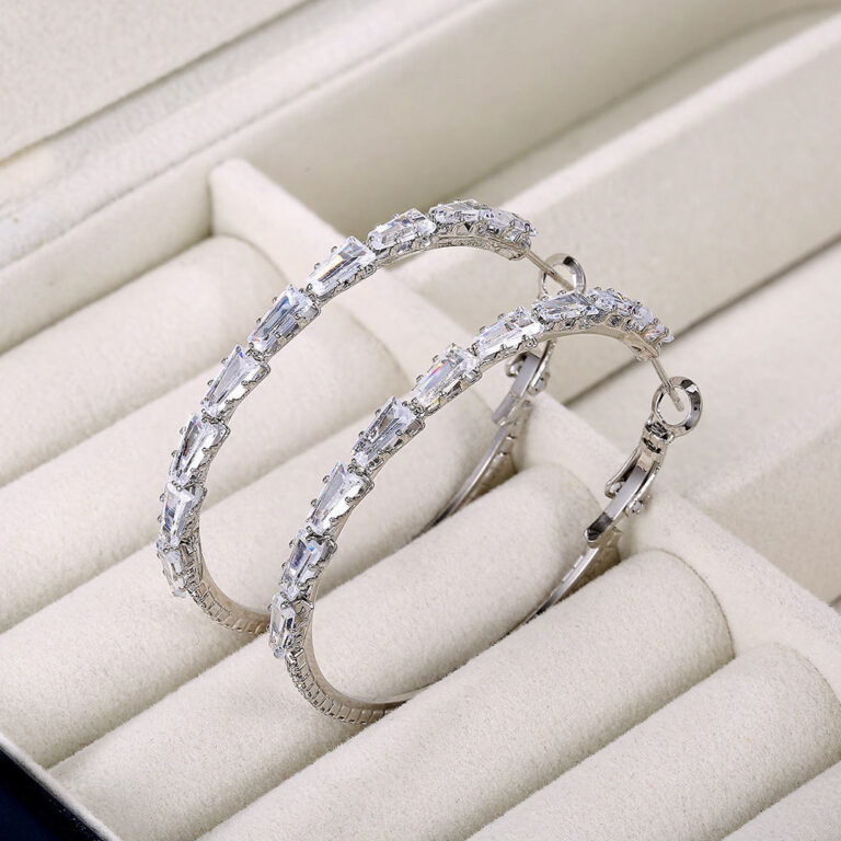 Simple Gold Ladies Zircon Earrings - Image 5