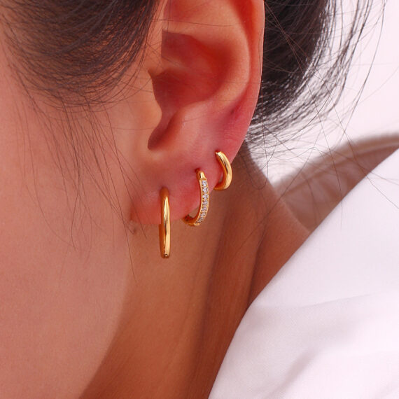 Women's Titanium Steel Rounded Edge Zircon Earrings
