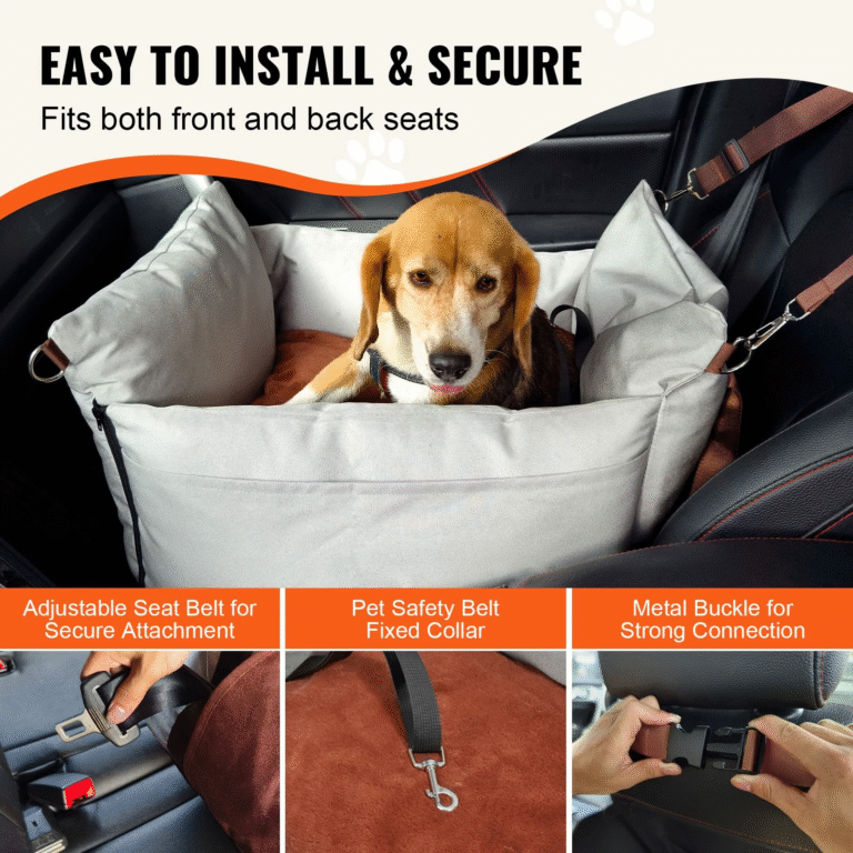 VEVOR Dog Booster Car Seat Pet Car Seat for Small Dog up to 25Lbs Gray - Image 4