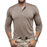 Men's Long-sleeved Henry Collar T-shirt - Image 4