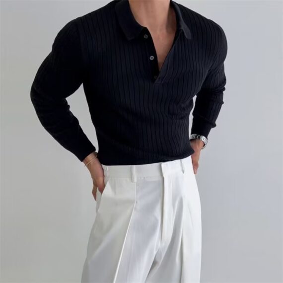 Men’s Stylish Striped Long Sleeve Shirt - Image 5