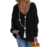 V-neck Long Sleeve Knit Top - Image 3