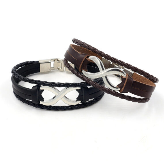 Alloy lucky figure 8 leather bracelet - Image 8