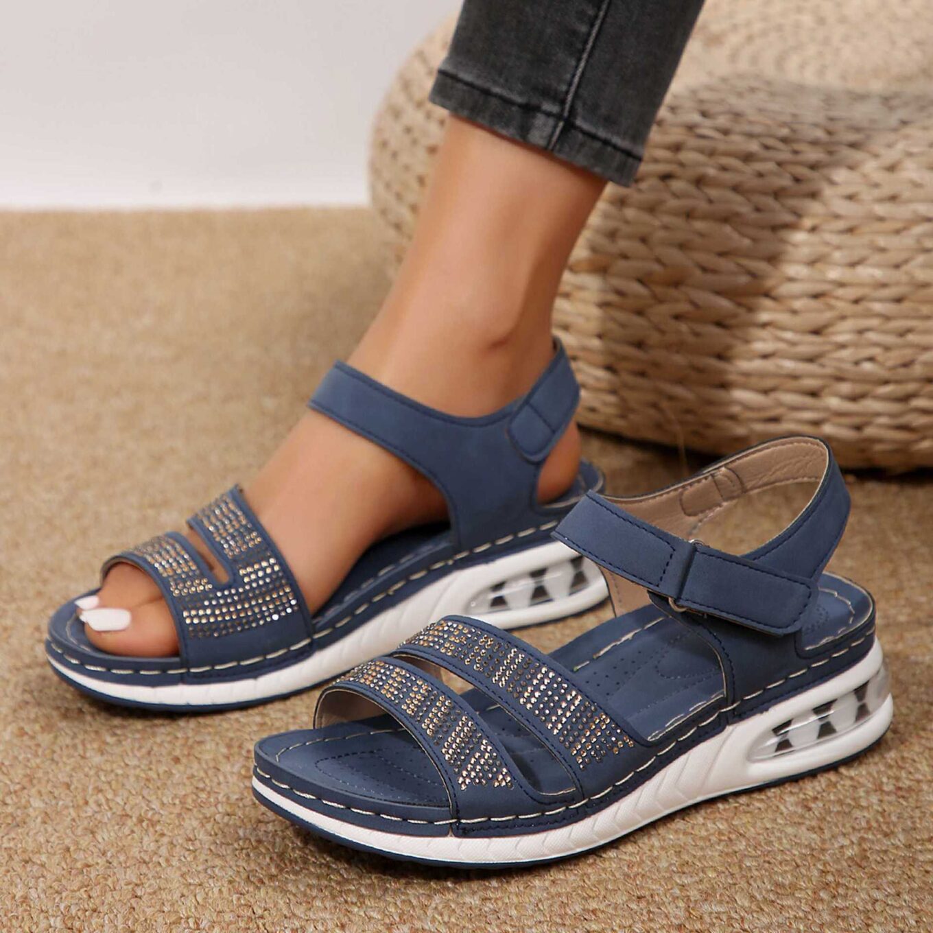 Women's Rhinestone Wedge Sandals