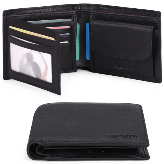Men's Trifold Leather Wallet RFID Blocking with 8 Card Slots - Image 9