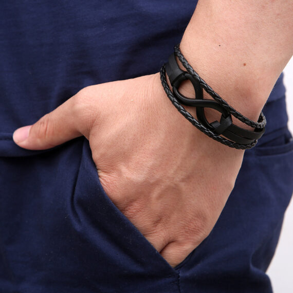 Alloy lucky figure 8 leather bracelet - Image 9