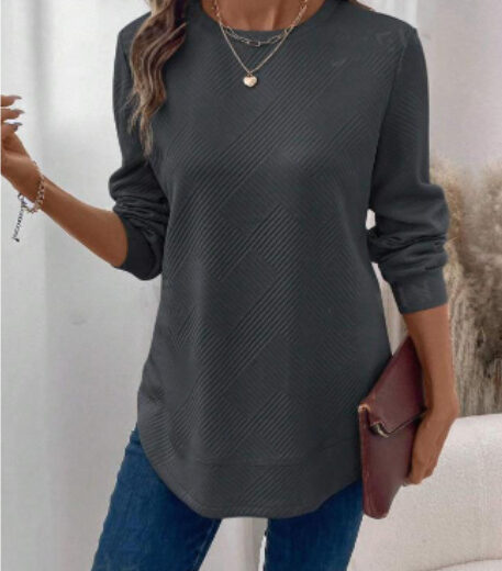 Women's Crew Neck Casual Long Sleeve Shirt - Image 7