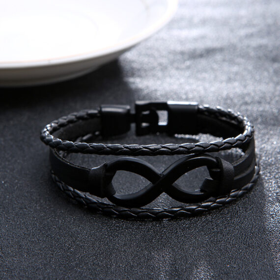 Alloy lucky figure 8 leather bracelet - Image 3