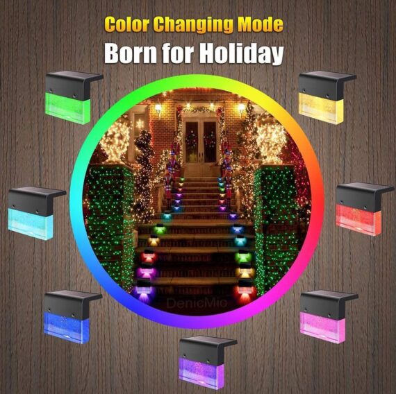 Waterproof New RGB LED Solar Step Fence Light - Image 6