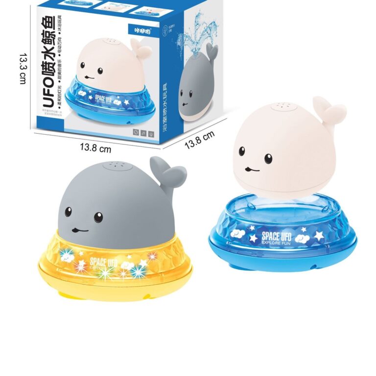 Baby Cute Cartoon Whale Floating Spraying Water Bath Toys With Light Music LED Light Baby Toys - Image 2