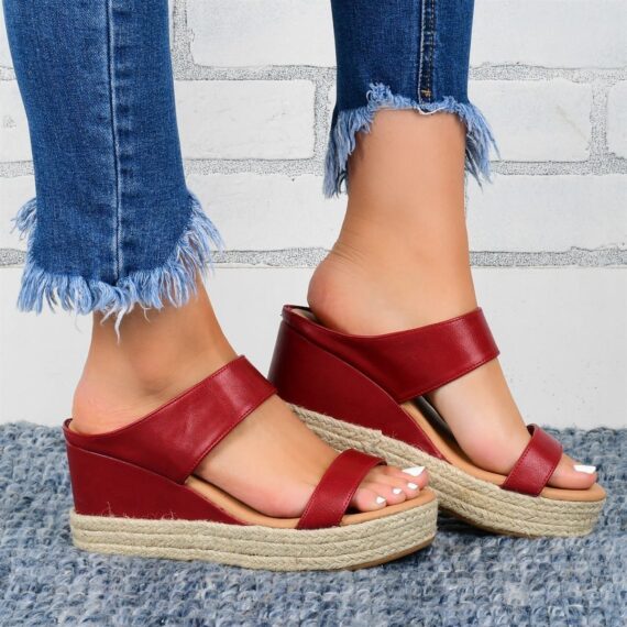 Casual Sandals Hemp High Wedge Heel - Image 6