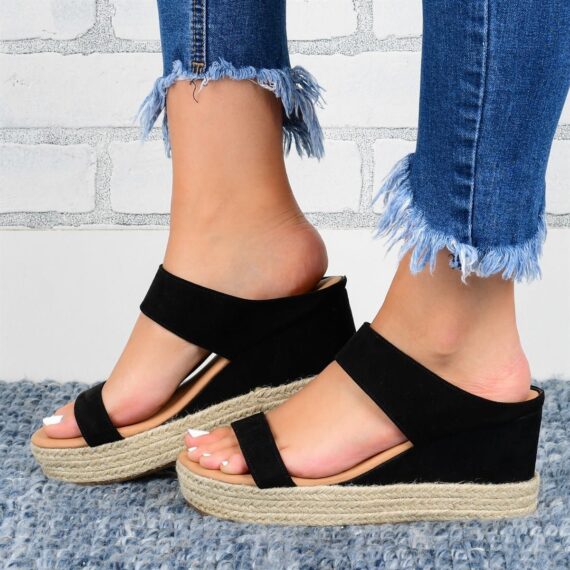 Casual Sandals Hemp High Wedge Heel - Image 3