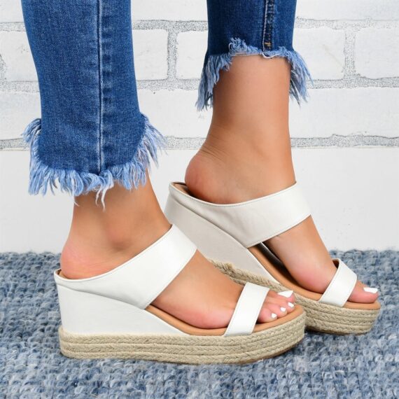 Casual Sandals Hemp High Wedge Heel