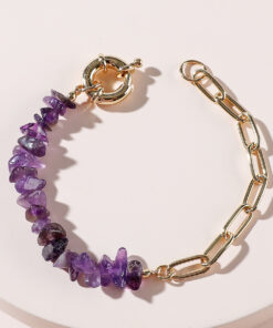 Crystal Amethyst Stone Chain Bracelet