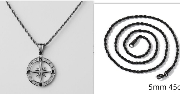 Stainless Steel Compass Circular Necklace - Image 5