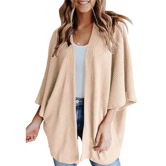 Bat Sleeve Waffle Gerson Women's Cardigan - Image 9
