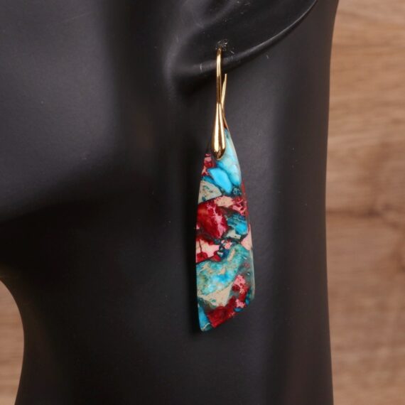 Geometric Flower Shape Pendant Earrings - Image 5