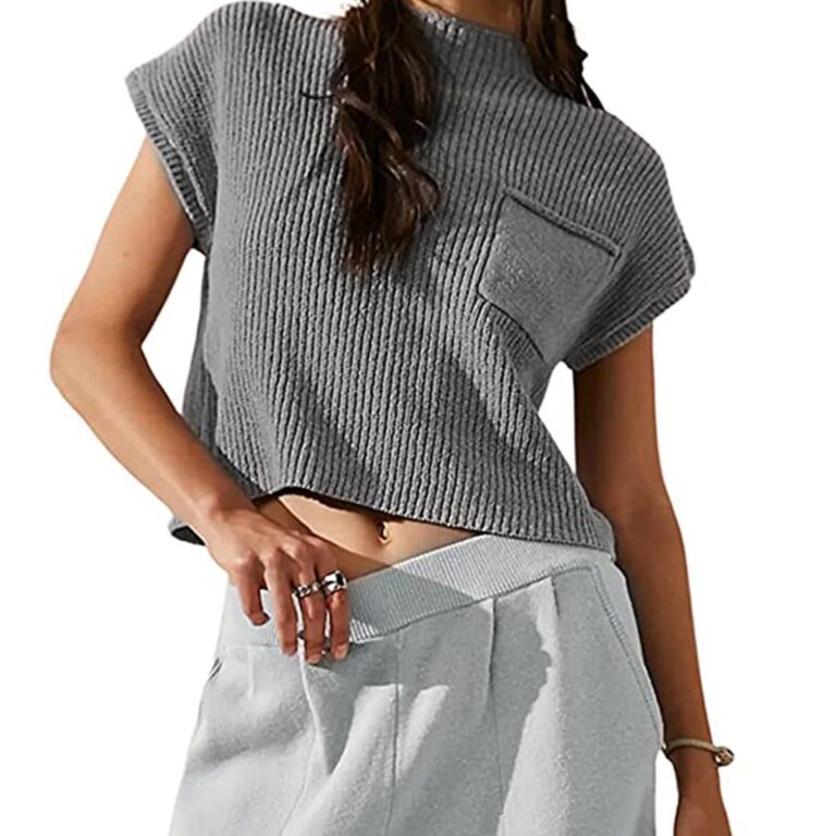 Women's Knitted Sleeveless Pocket Casual Rib Pullover Vest - Image 4