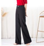 Women's Cotton Linen High-Waist Straight Pants - Image 2