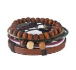 Leather Bracelet  for Men - Multilayer Bead Bracelet - Image 2