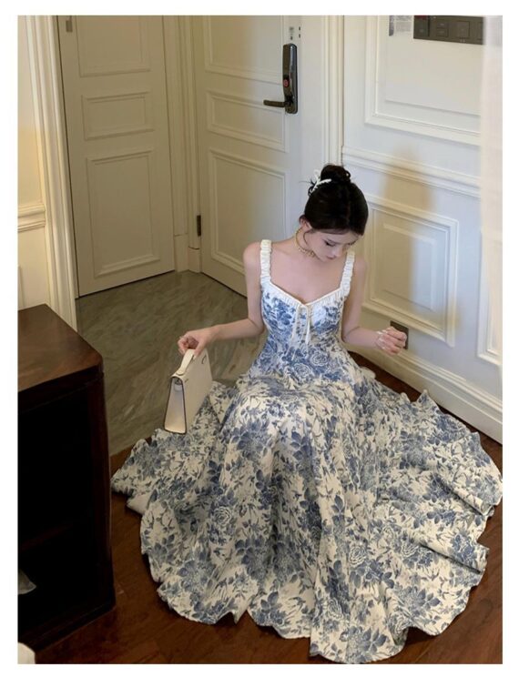 Fashion Retro Women Floral Strap Dress - Image 2