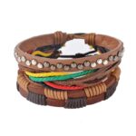Leather Bracelet  for Men - Multilayer Bead Bracelet