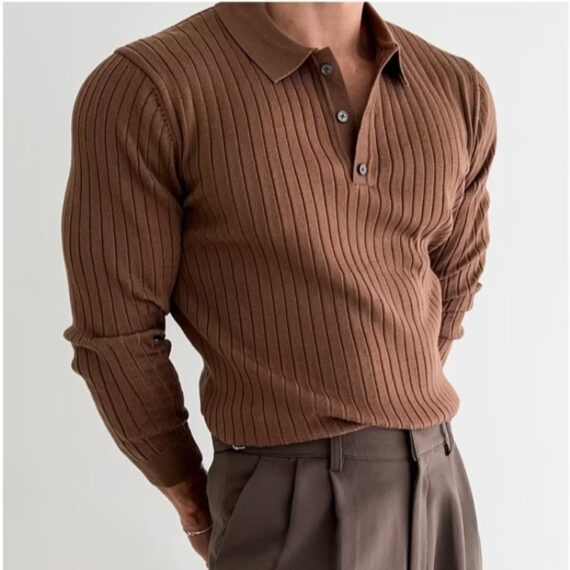 Men’s Stylish Striped Long Sleeve Shirt - Image 2