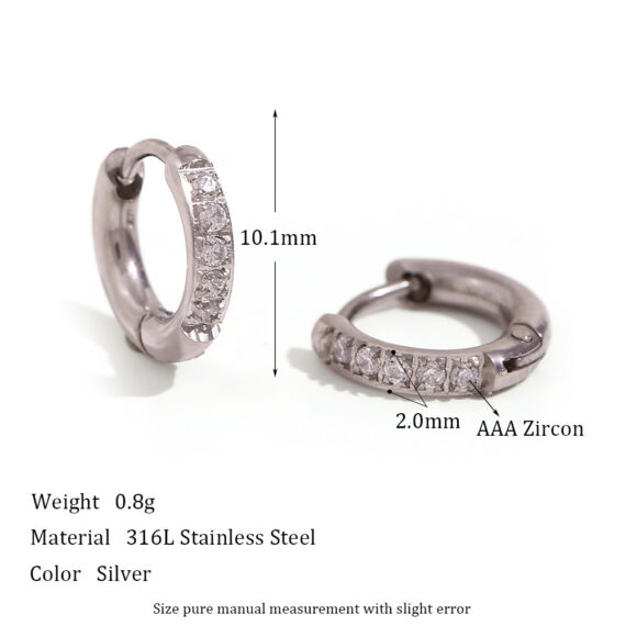 Women's Titanium Steel Rounded Edge Zircon Earrings - Image 5