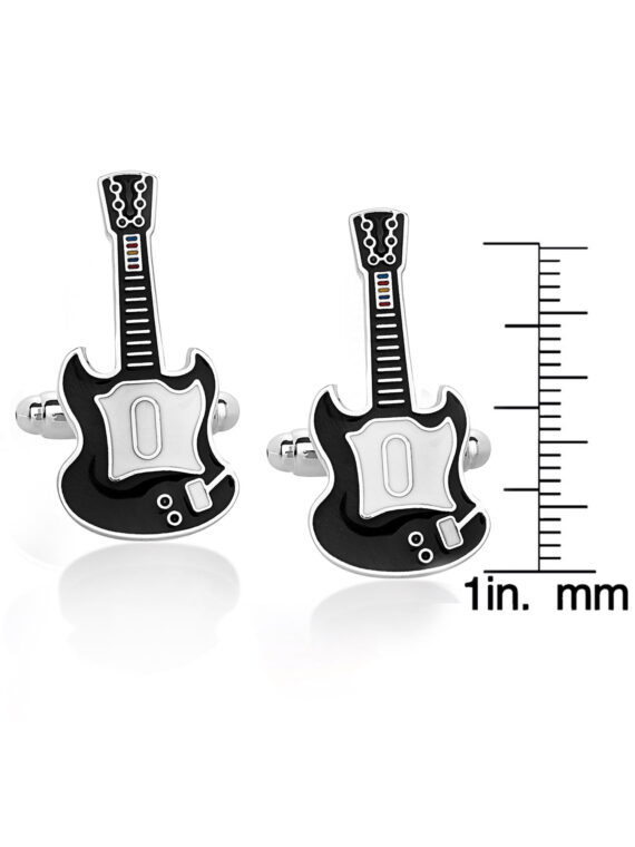 Black Color Electric Guitar Polished Finish Cufflinks - Image 4