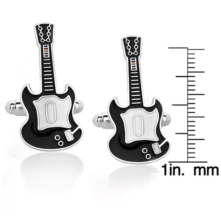 Black Color Electric Guitar Polished Finish Cufflinks - Image 4