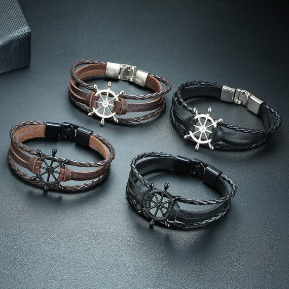 Alloy lucky figure 8 leather bracelet - Image 4