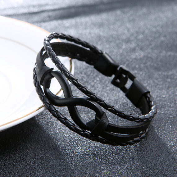 Alloy lucky figure 8 leather bracelet - Image 5