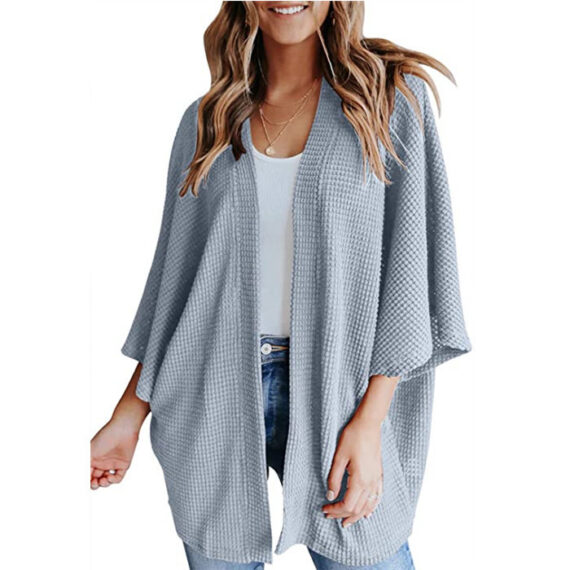 Bat Sleeve Waffle Gerson Women's Cardigan - Image 10