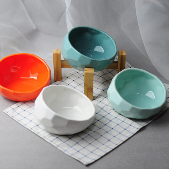 Beautiful Ceramic Cat Bowl Oblique Mouth