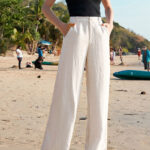 Women's Cotton Linen High-Waist Straight Pants - Image 7