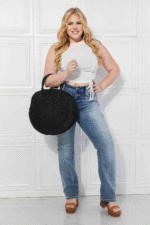 Justin Taylor Beach Date Straw Rattan Handbag in Black - Image 3