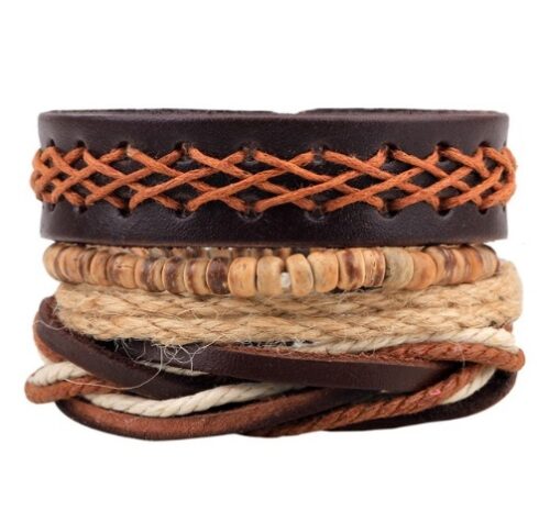 Leather Bracelet  for Men - Multilayer Bead Bracelet - Image 5