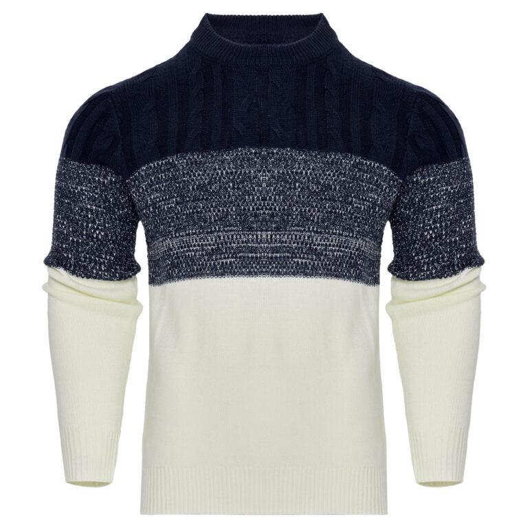 Men's Casual Color Block Long Sleeve Cable Knit Pullover Hoodie - Image 3