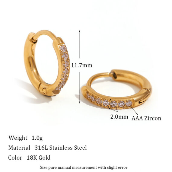 Women's Titanium Steel Rounded Edge Zircon Earrings - Image 3