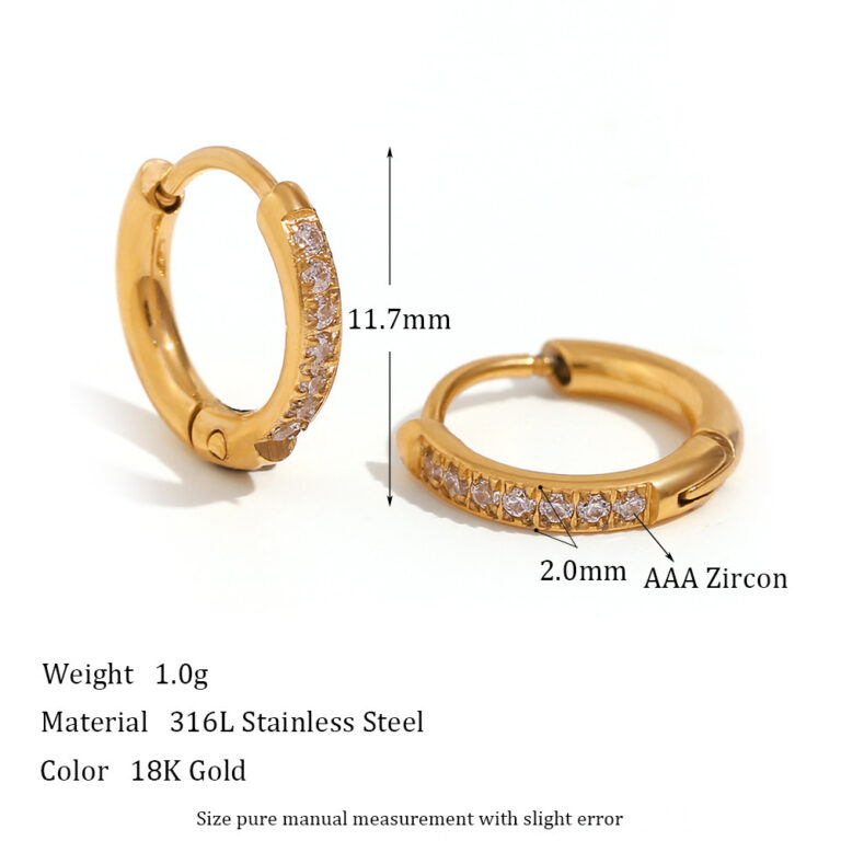 Women's Titanium Steel Rounded Edge Zircon Earrings - Image 3