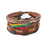 Leather Bracelet  for Men - Multilayer Bead Bracelet - Image 3