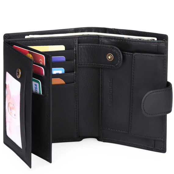Men's Trifold Leather Wallet RFID Blocking with 8 Card Slots - Image 8