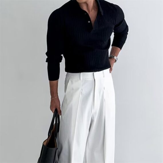 Men’s Stylish Striped Long Sleeve Shirt - Image 3