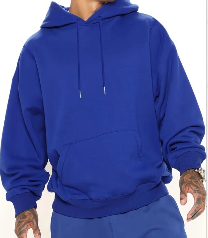 Men's Solid Color Hooded Jumper - Image 3
