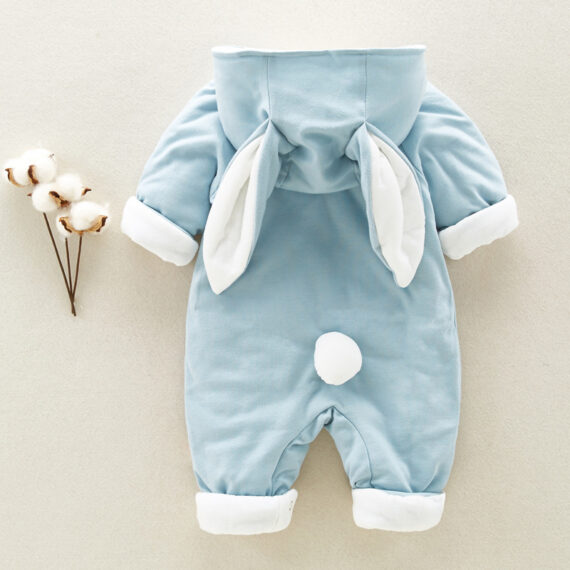 Cozy Chinchilla Hooded Baby Romper - Image 2