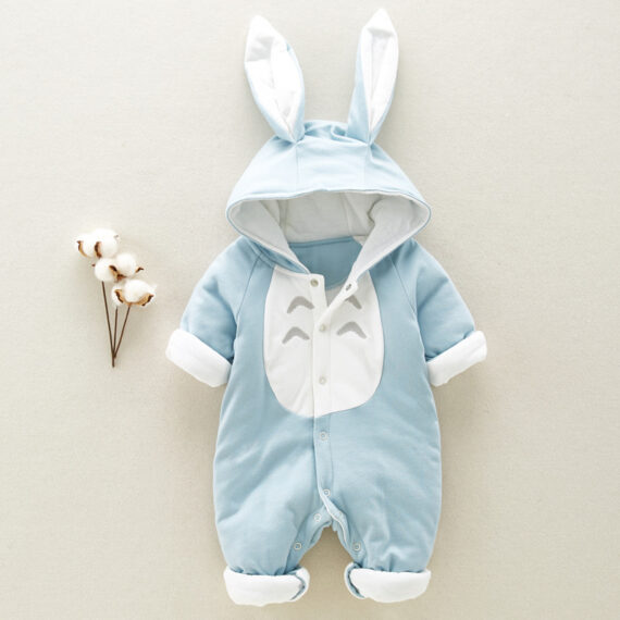Cozy Chinchilla Hooded Baby Romper - Image 6